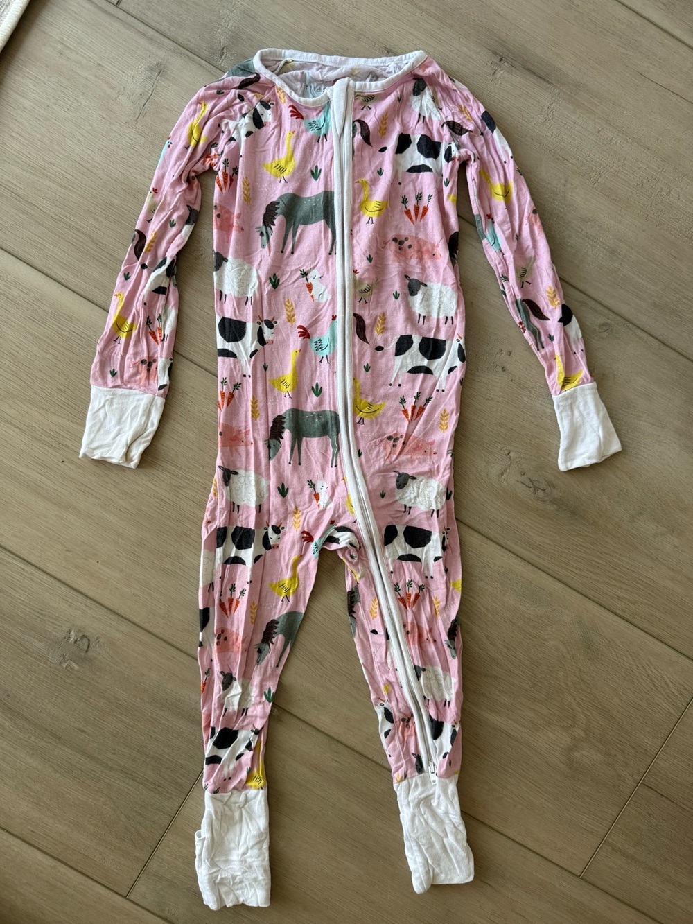 Little Sleepies Pink Farm Animal Print Zippy Pajamas